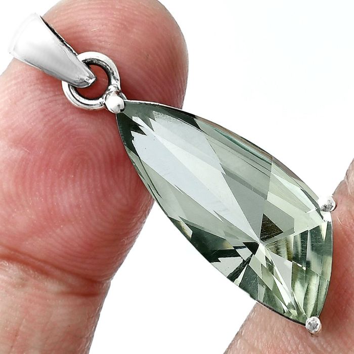 Prasiolite (Green Amethyst) Pendant EXP01500 P-1013, 9x24 mm