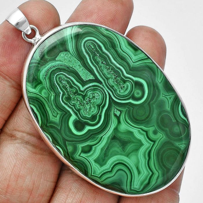 Malachite Eye Pendant EXP01503 P-1001, 37x53 mm