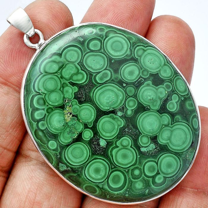 Malachite Eye Pendant EXP01517 P-1001, 38x46 mm