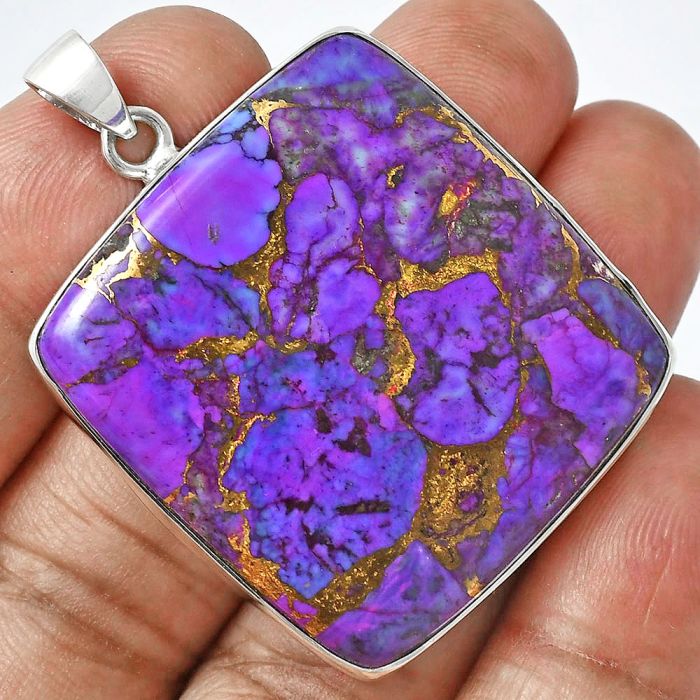 Copper Purple Turquoise Pendant EXP01521 P-1001, 32x34 mm