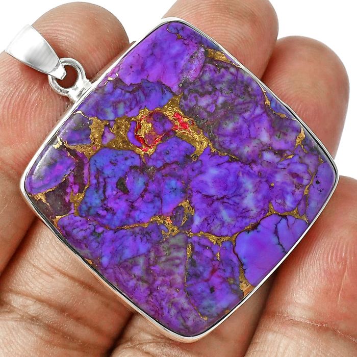 Copper Purple Turquoise Pendant EXP01526 P-1001, 32x32 mm