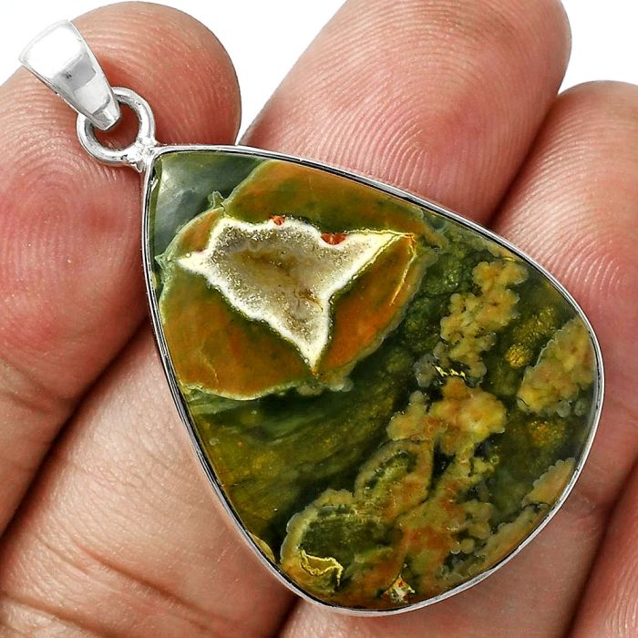 Root Plume Agate Pendant EXP01536 P-1001, 24x32 mm