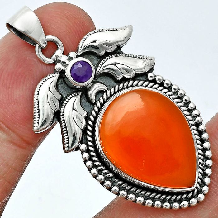 Carnelian and Amethyst Pendant EXP01570 P-1740, 15x20 mm