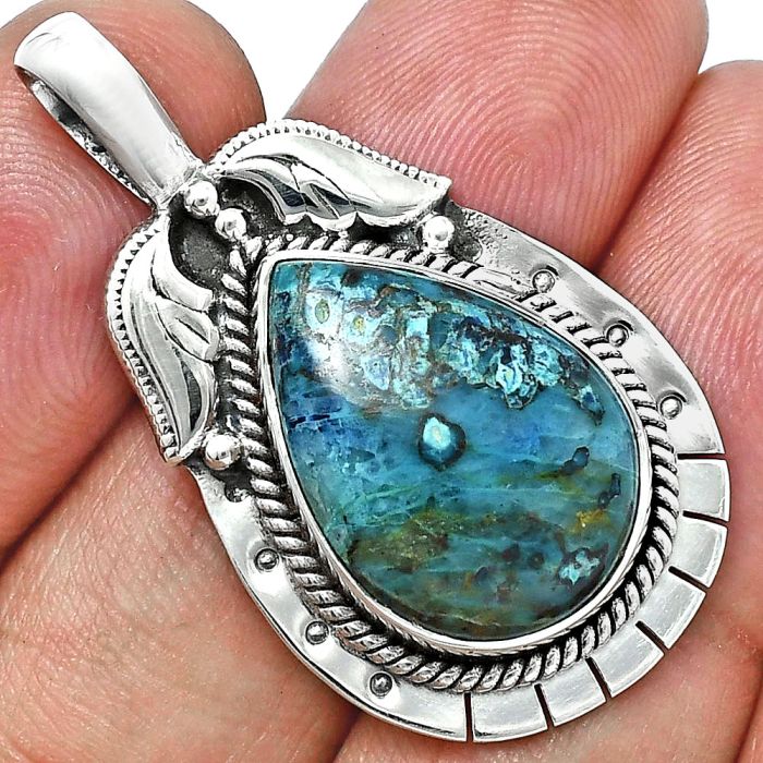 Shattuckite Pendant EXP01582 P-1568, 14x19 mm