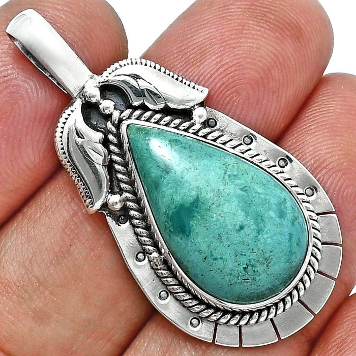 Natural Rare Turquoise Nevada Aztec Mt Pendant EXP01594 P-1568, 13x21 mm