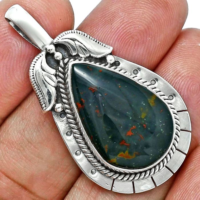 Blood Stone Pendant EXP01601 P-1568, 15x22 mm