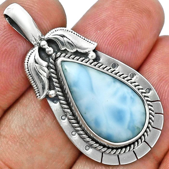 Larimar (Dominican Republic) Pendant EXP01611 P-1568, 12x20 mm