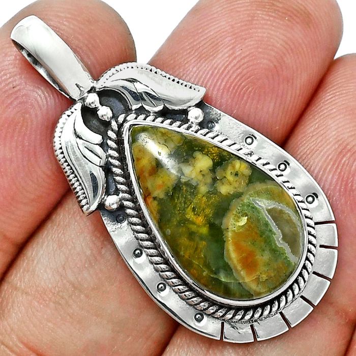 Rhyolite - Rainforest Jasper Pendant EXP01617 P-1568, 12x21 mm