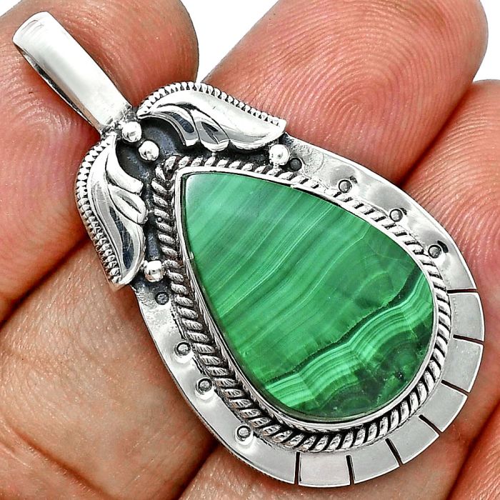 Malachite Eye Pendant EXP01629 P-1568, 14x21 mm