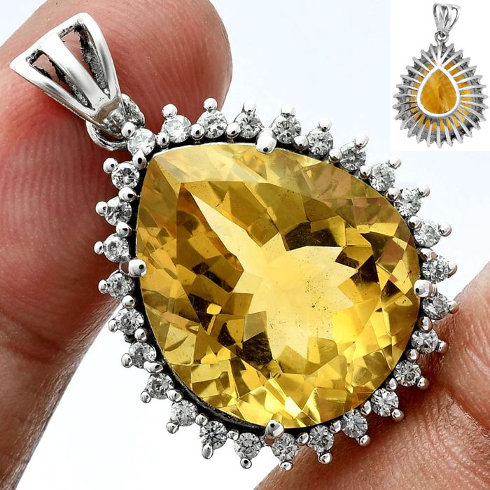 Citrine Pendant EXP01721 P-1741, 17x20 mm