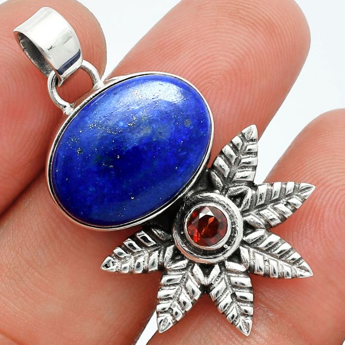 Lapis Lazuli and Garnet Pendant EXP01741 P-1425, 13x18 mm