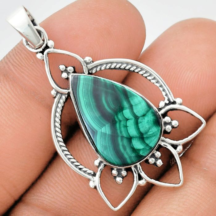 Malachite Eye Pendant EXP01911 P-1444, 13x20 mm