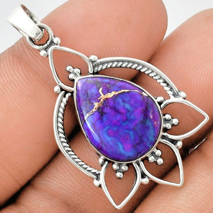 Copper Purple Turquoise Pendant EXP01918 P-1444, 13x18 mm