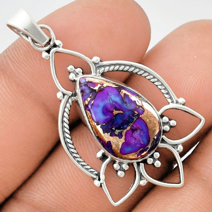 Copper Purple Turquoise Pendant EXP01922 P-1444, 11x18 mm