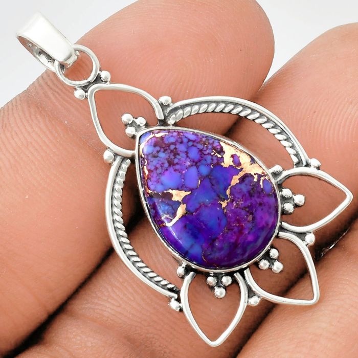 Copper Purple Turquoise Pendant EXP01923 P-1444, 13x18 mm