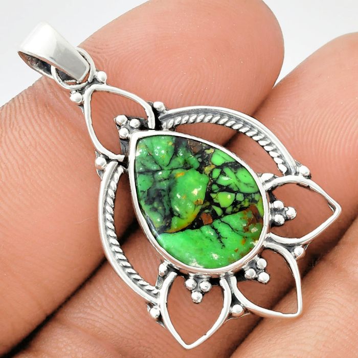 Green Matrix Turquoise Pendant EXP01928 P-1444, 13x18 mm