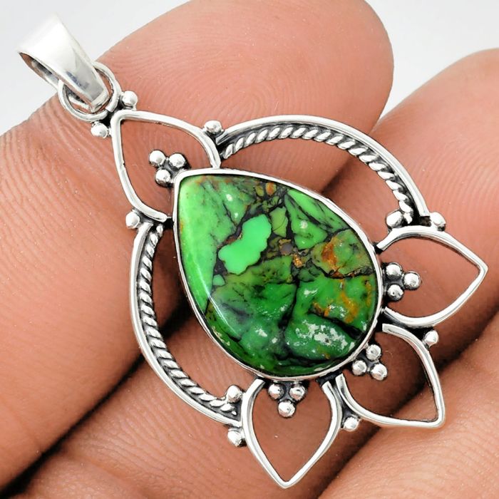 Green Matrix Turquoise Pendant EXP01935 P-1444, 13x18 mm