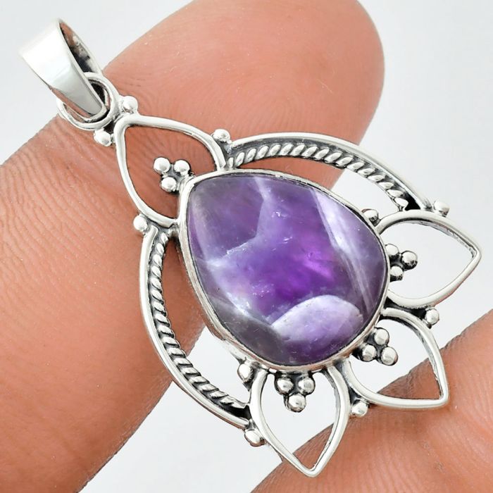 Chevron Amethyst Pendant EXP01956 P-1444, 13x17 mm