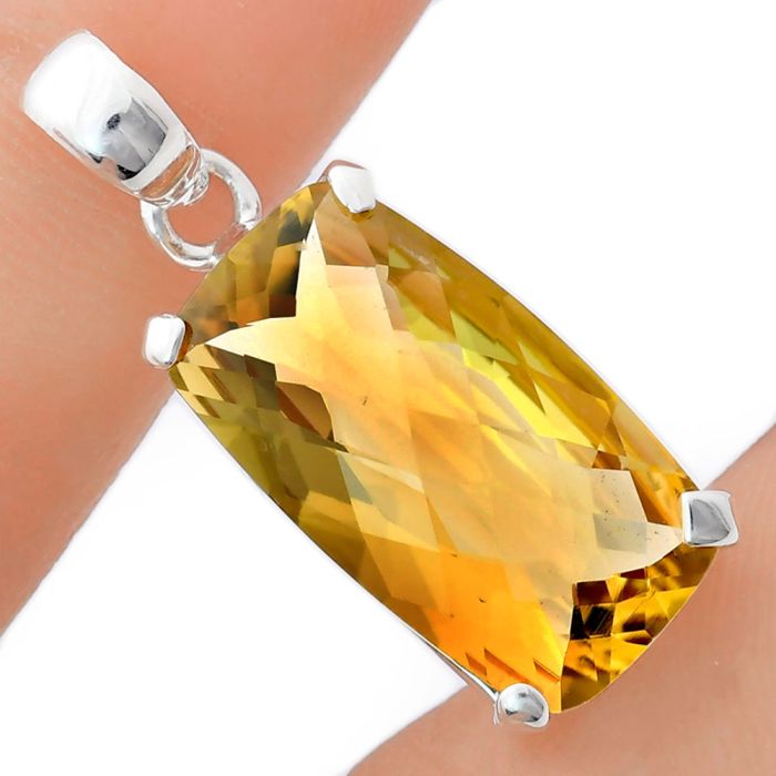 Citrine Checker Pendant EXP01990 P-1013, 12x22 mm