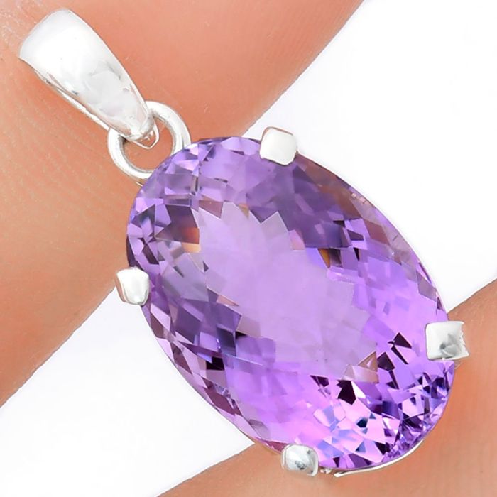 Amethyst Checker Pendant EXP01992 P-1013, 14x21 mm