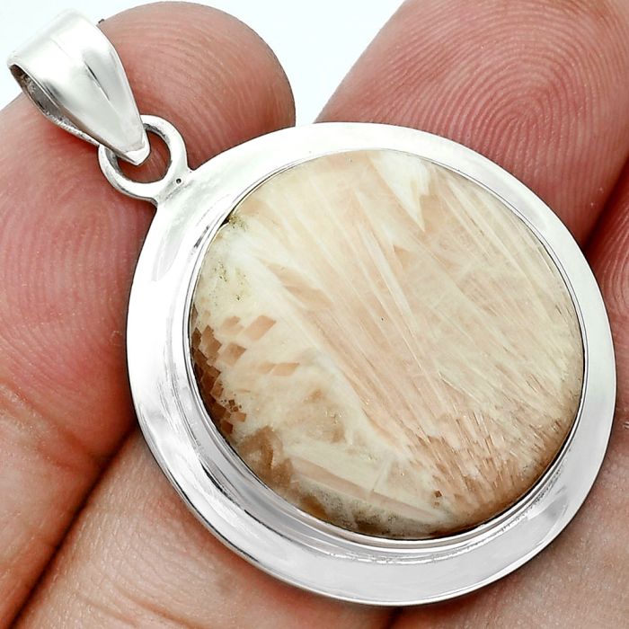 Orange Scolecite Pendant EXP02001 P-1076, 20x21 mm