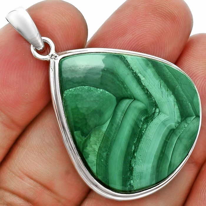 Malachite Eye Pendant EXP02003 P-1076, 27x30 mm