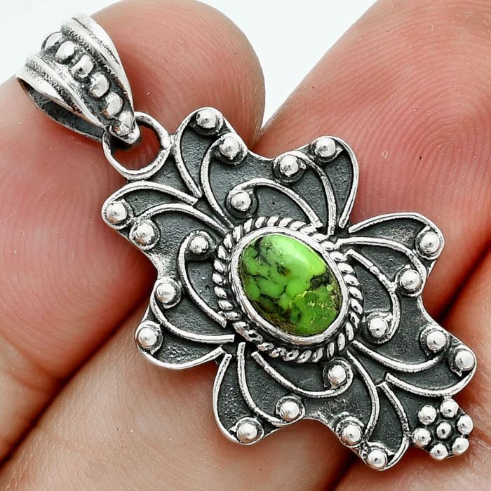 Green Matrix Turquoise Pendant EXP02043 P-1558, 7x5 mm