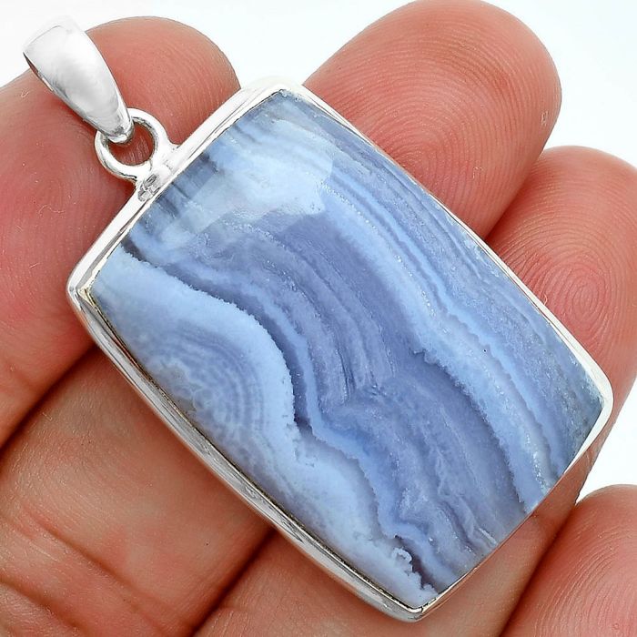 Blue Lace Agate Pendant EXP02071 P-1124, 21x31 mm