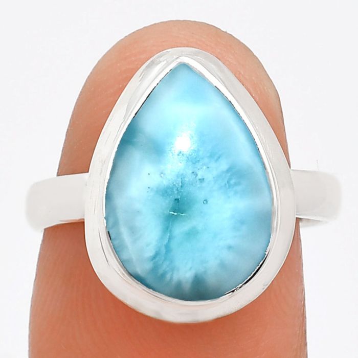 Larimar (Dominican Republic) Ring size-6.5 EXR01001 R-1007, 10x14 mm