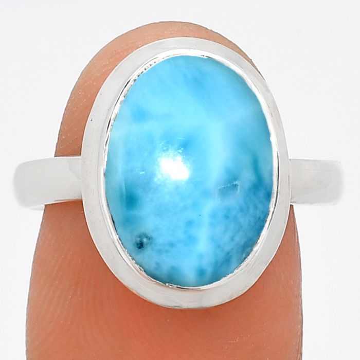 Larimar (Dominican Republic) Ring size-9 EXR01003 R-1007, 10x14 mm