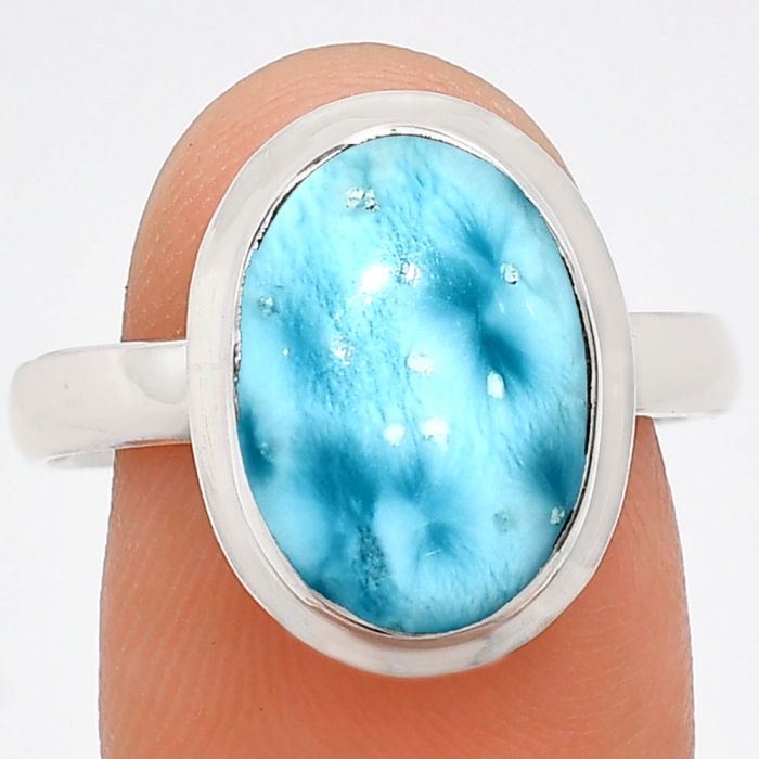 Larimar (Dominican Republic) Ring size-9.5 EXR01007 R-1007, 10x14 mm