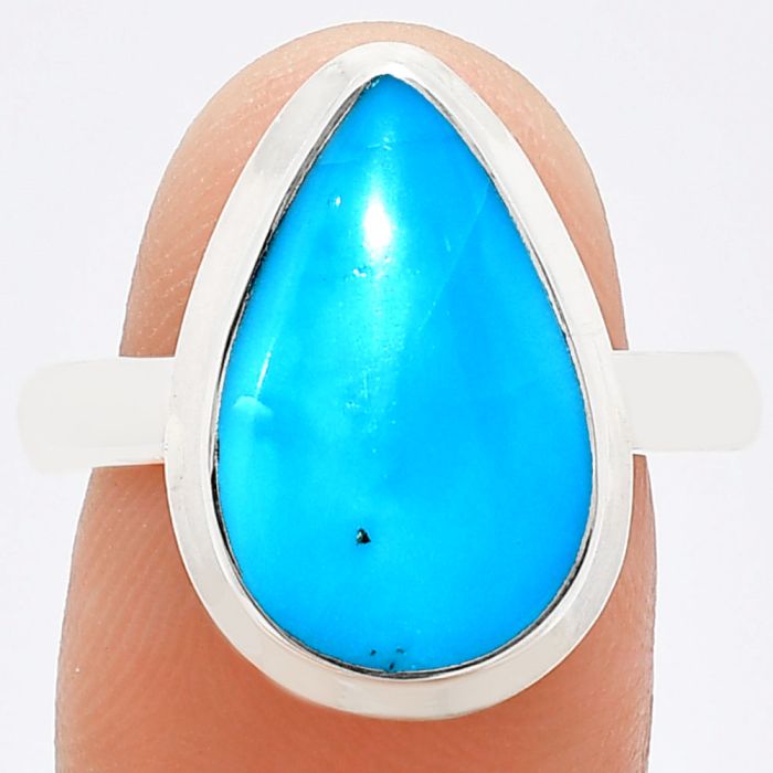 Natural Turquoise Morenci Mine Ring size-10 EXR01021 R-1007, 11x17 mm