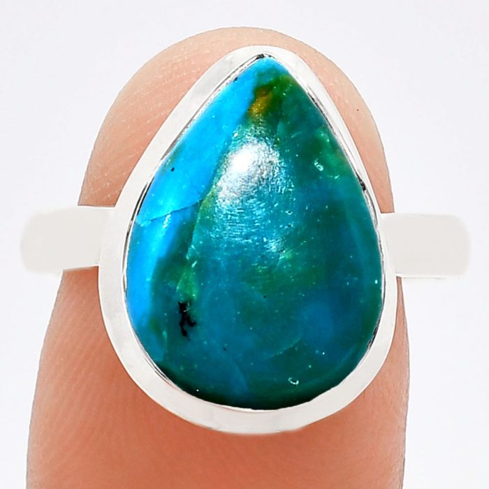 Natural Turquoise Morenci Mine Ring size-9 EXR01022 R-1007, 12x16 mm