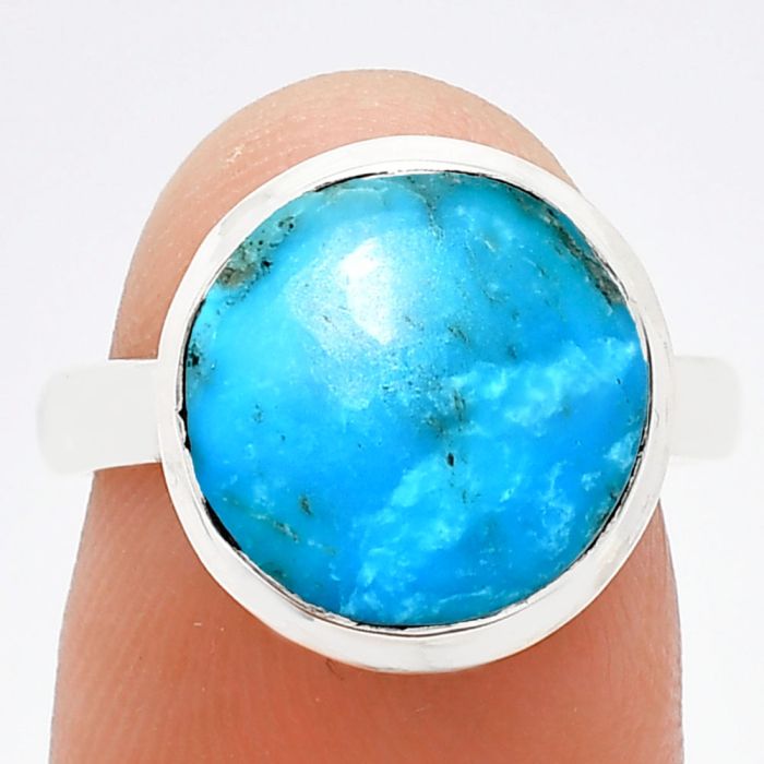 Natural Turquoise Morenci Mine Ring size-7 EXR01023 R-1007, 12x12 mm