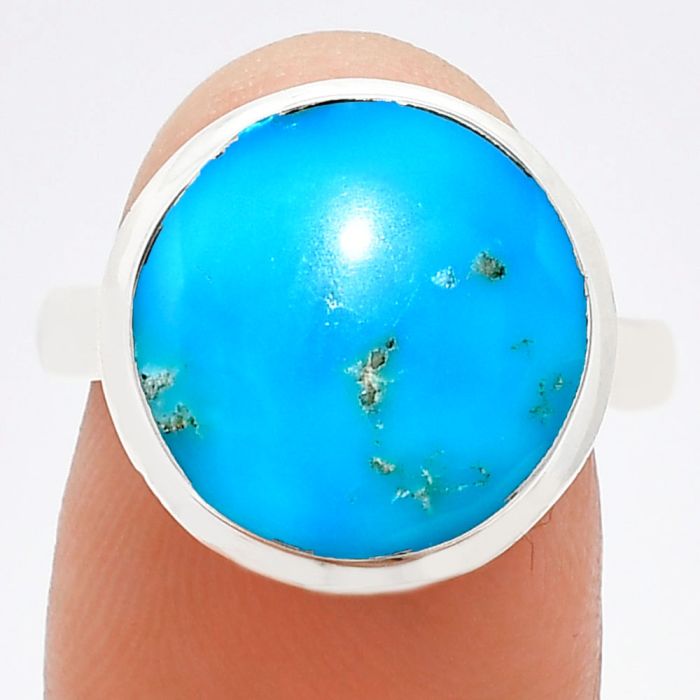 Natural Turquoise Morenci Mine Ring size-8 EXR01024 R-1007, 13x13 mm