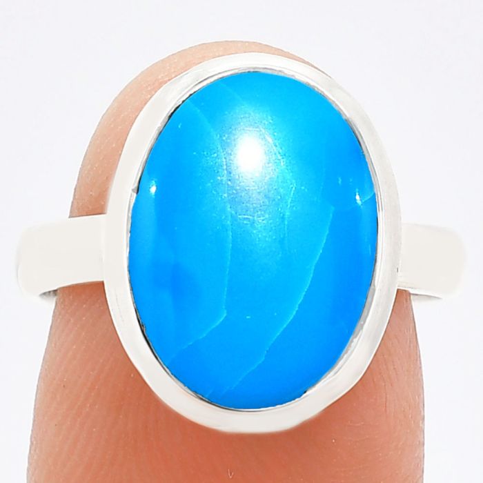 Natural Turquoise Morenci Mine Ring size-8 EXR01026 R-1007, 10x14 mm