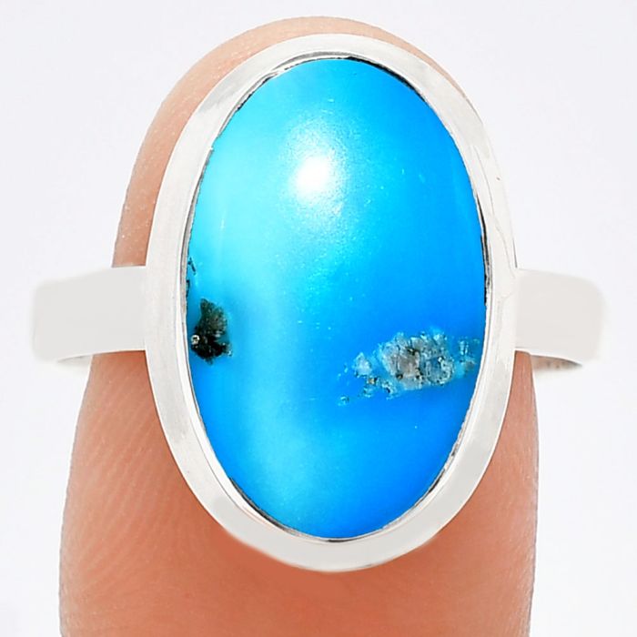 Natural Turquoise Morenci Mine Ring size-9.5 EXR01027 R-1007, 11x17 mm