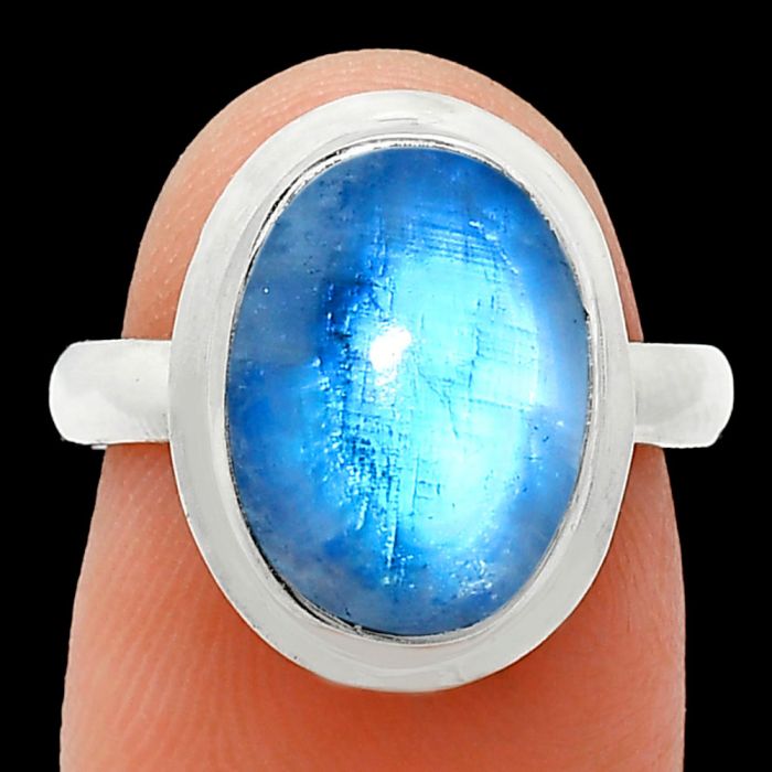 Rainbow Moonstone Ring size-7 EXR01053 R-1007, 10x14 mm