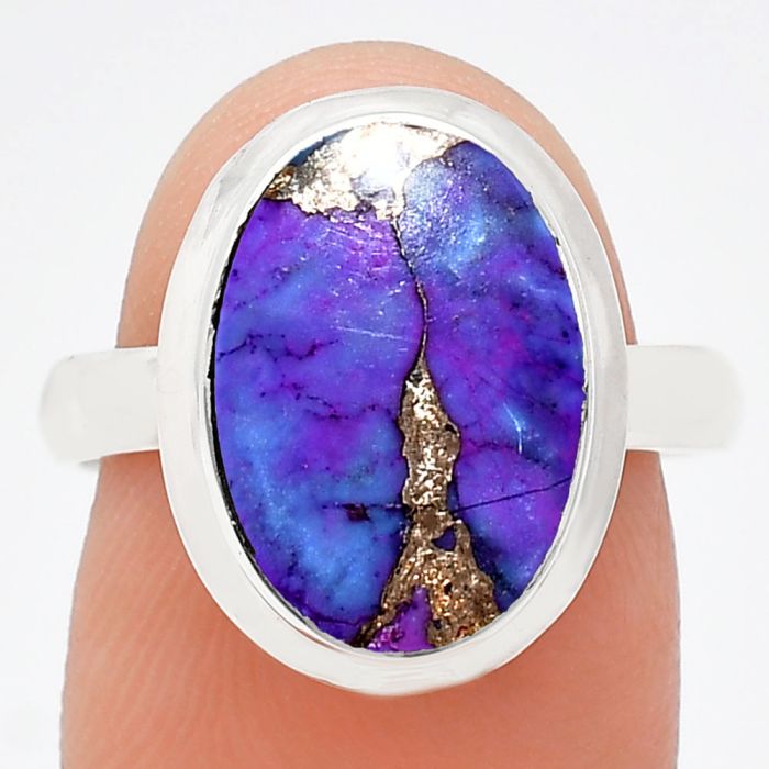 Copper Purple Turquoise Ring size-8 EXR01055 R-1007, 10x14 mm