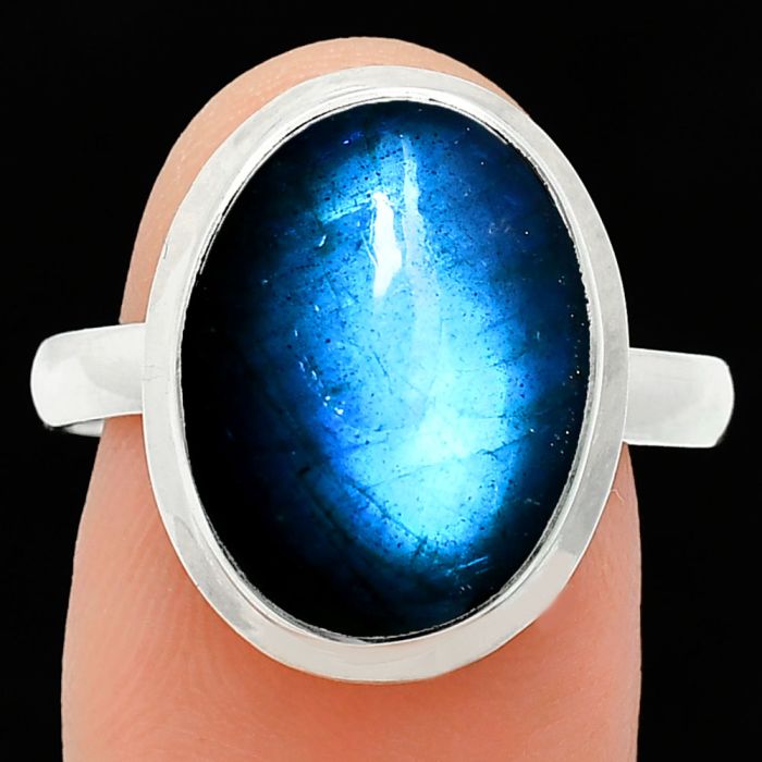 Blue Fire Labradorite Ring size-9.5 EXR01062 R-1007, 12x16 mm