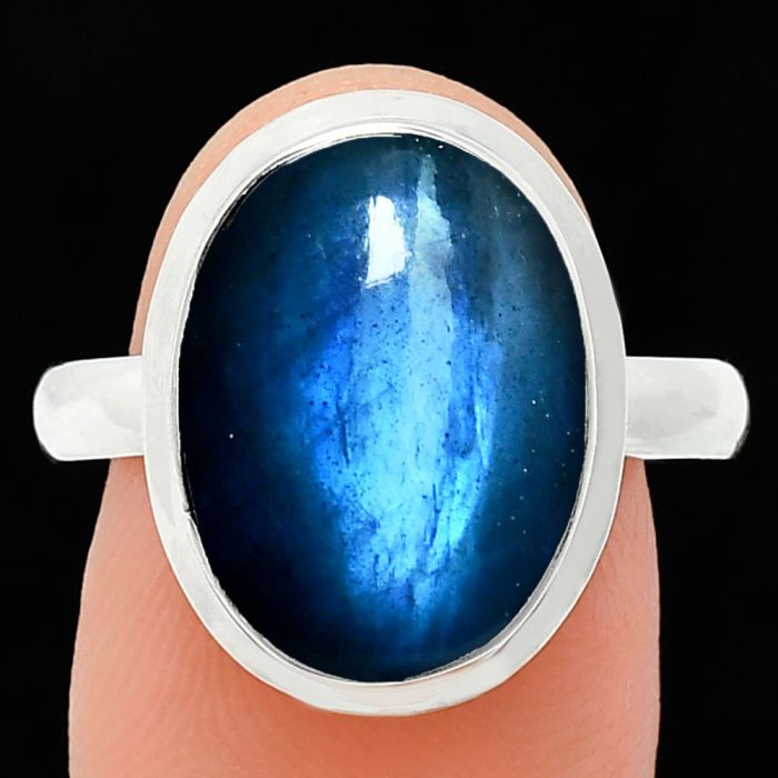 Blue Fire Labradorite Ring size-9.5 EXR01063 R-1007, 12x16 mm