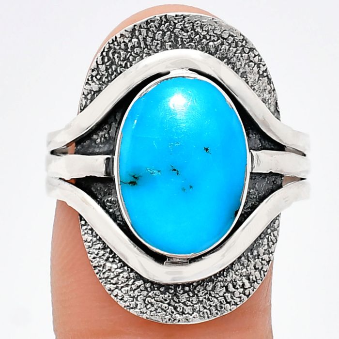 Sleeping Beauty Turquoise Ring size-9.5 EXR01064 R-1402, 9x13 mm