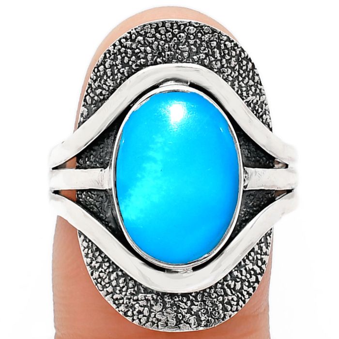 Sleeping Beauty Turquoise Ring size-8.5 EXR01065 R-1402, 9x13 mm