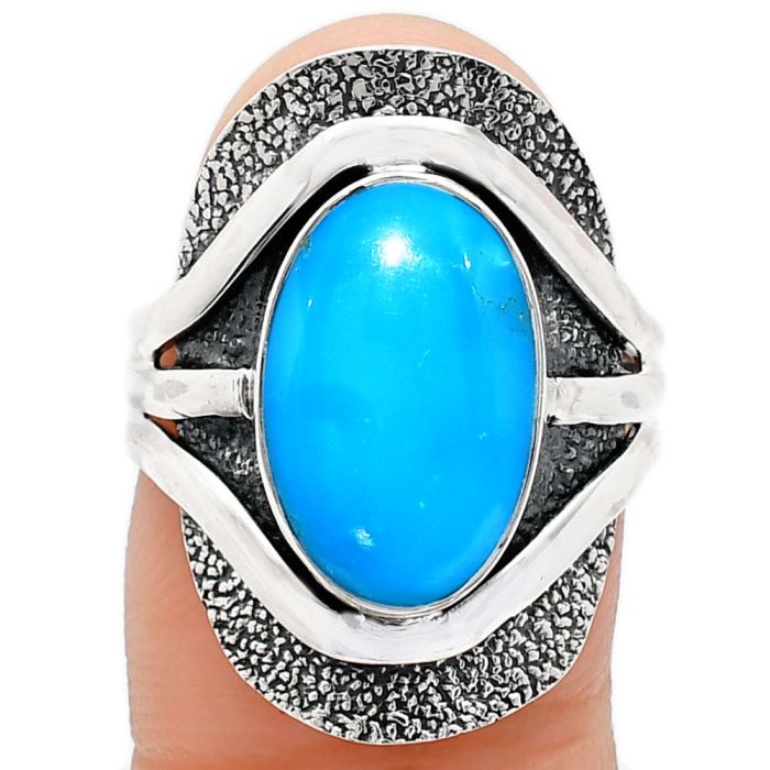 Sleeping Beauty Turquoise Ring size-8 EXR01068 R-1402, 9x14 mm