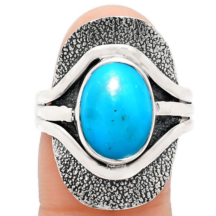 Sleeping Beauty Turquoise Ring size-9.5 EXR01072 R-1402, 9x13 mm