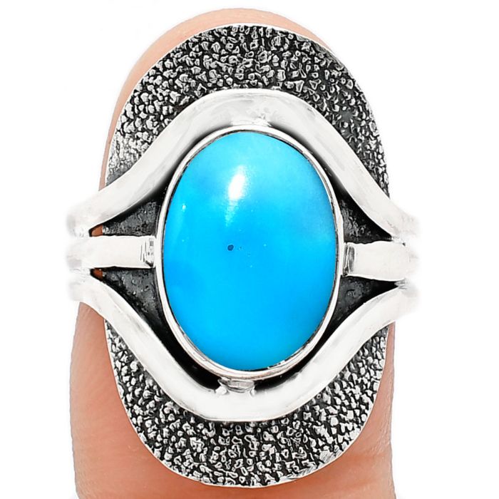 Sleeping Beauty Turquoise Ring size-7.5 EXR01073 R-1402, 9x13 mm