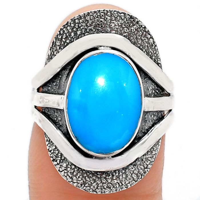 Sleeping Beauty Turquoise Ring size-7 EXR01074 R-1402, 9x13 mm