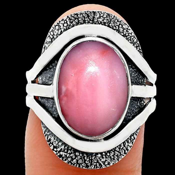 Pink Opal Ring size-7.5 EXR01080 R-1402, 10x14 mm