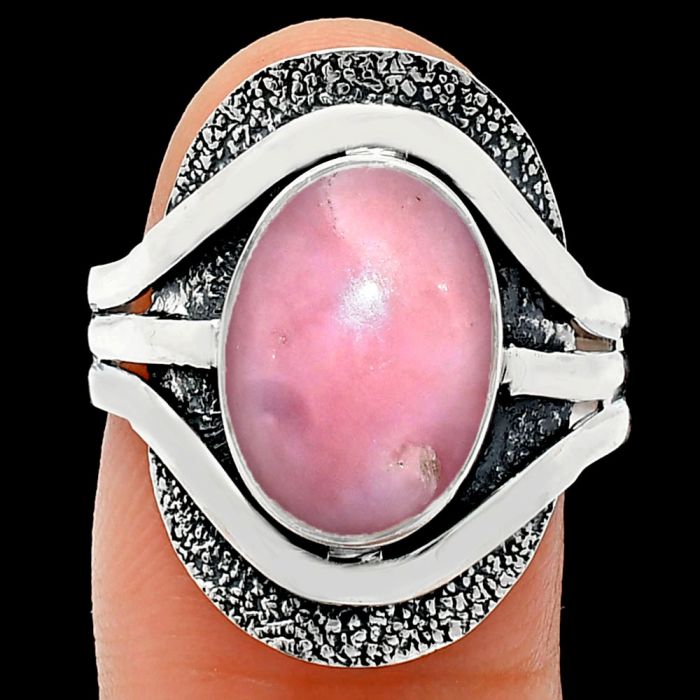 Pink Opal Ring size-8.5 EXR01082 R-1402, 9x13 mm