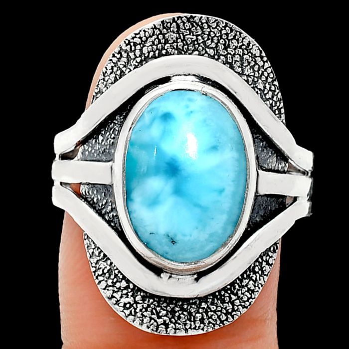 Larimar (Dominican Republic) Ring size-9.5 EXR01088 R-1402, 10x14 mm